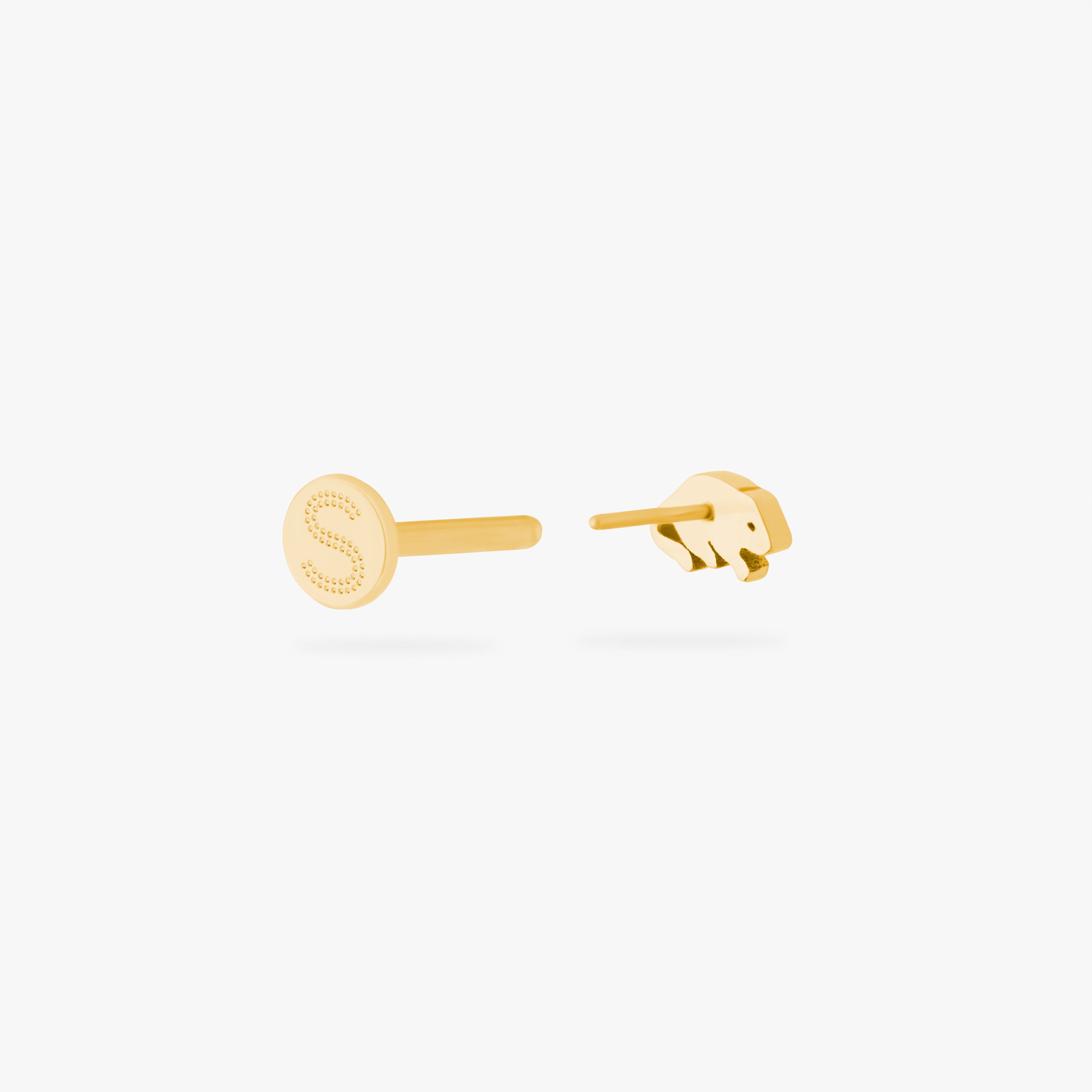 back view of a rat shaped flatback stud in gold open color:null|gold