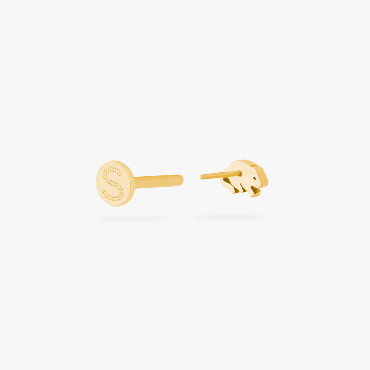 back view of a rat shaped flatback stud in gold open color:null|gold
