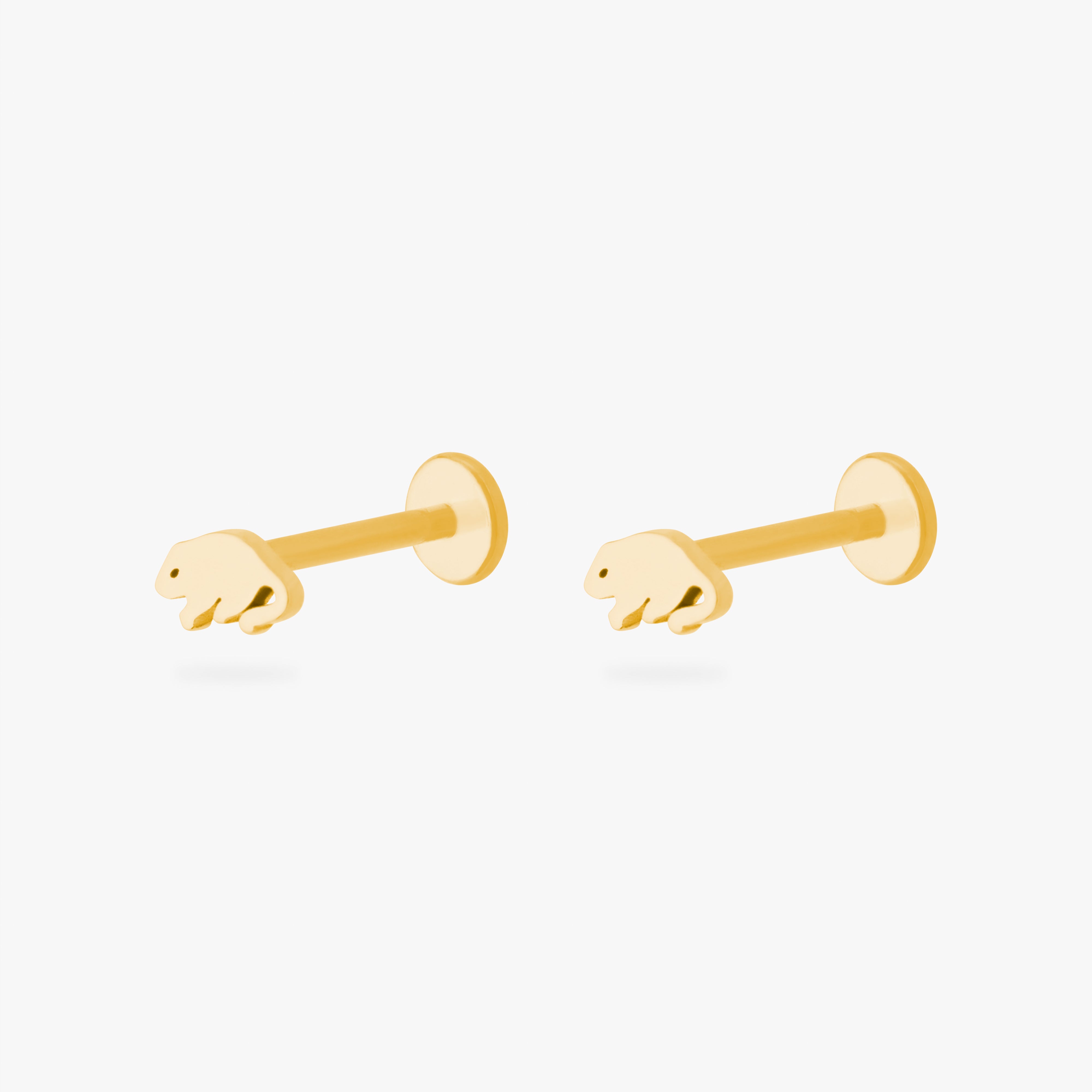pair of rat shaped flatback studs in gold [pair] color:null|gold