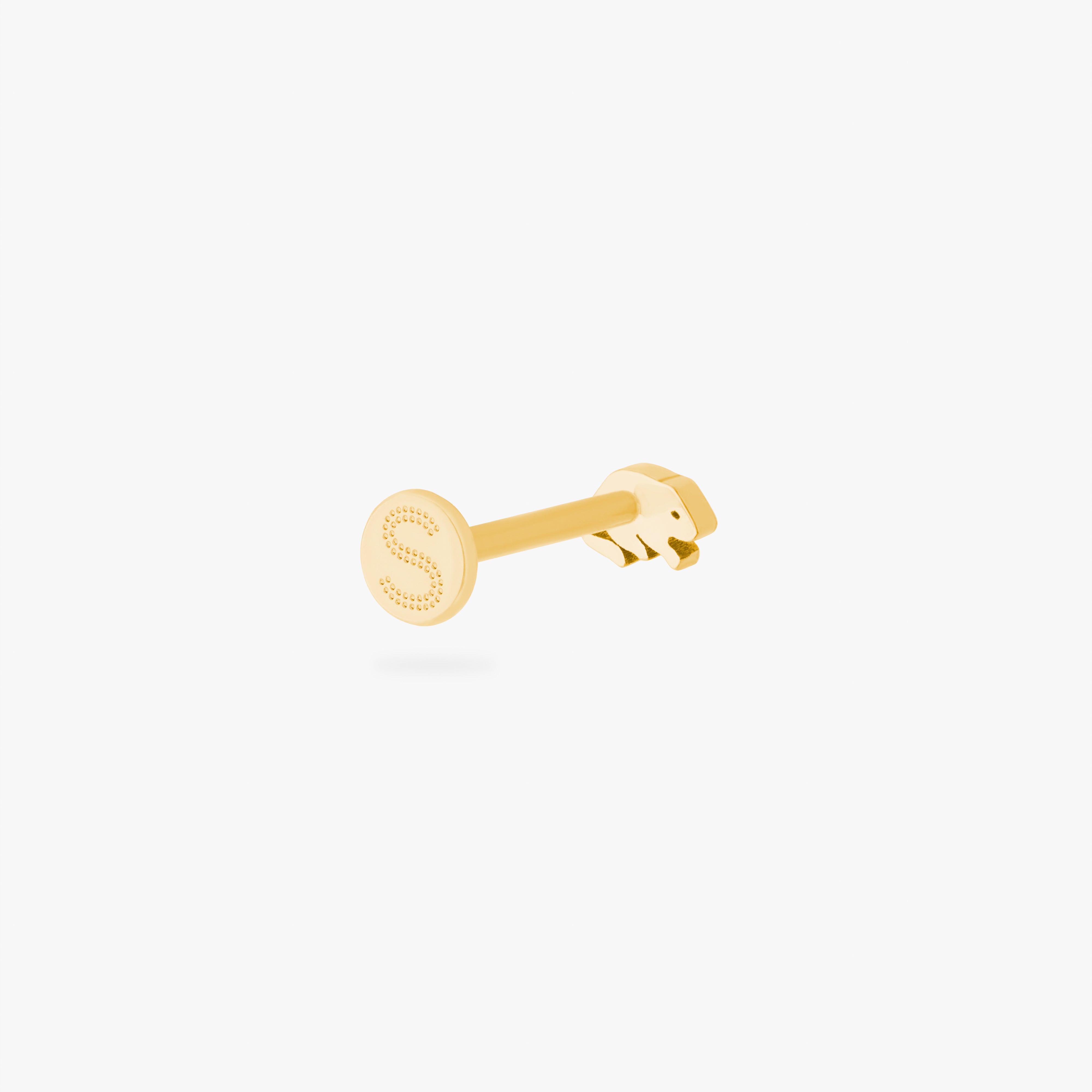 back view of a rat shaped flatback stud in gold color:null|gold