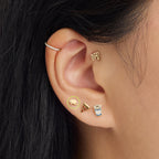 on ear photo of a circled rat shaped flatback stud in gold [hover] color:null|gold