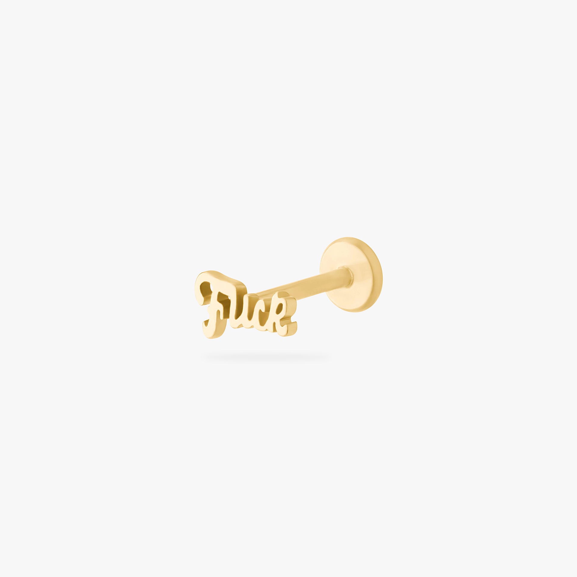 Gold stud earring on a white background