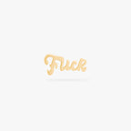 Gold stud earring on a white background