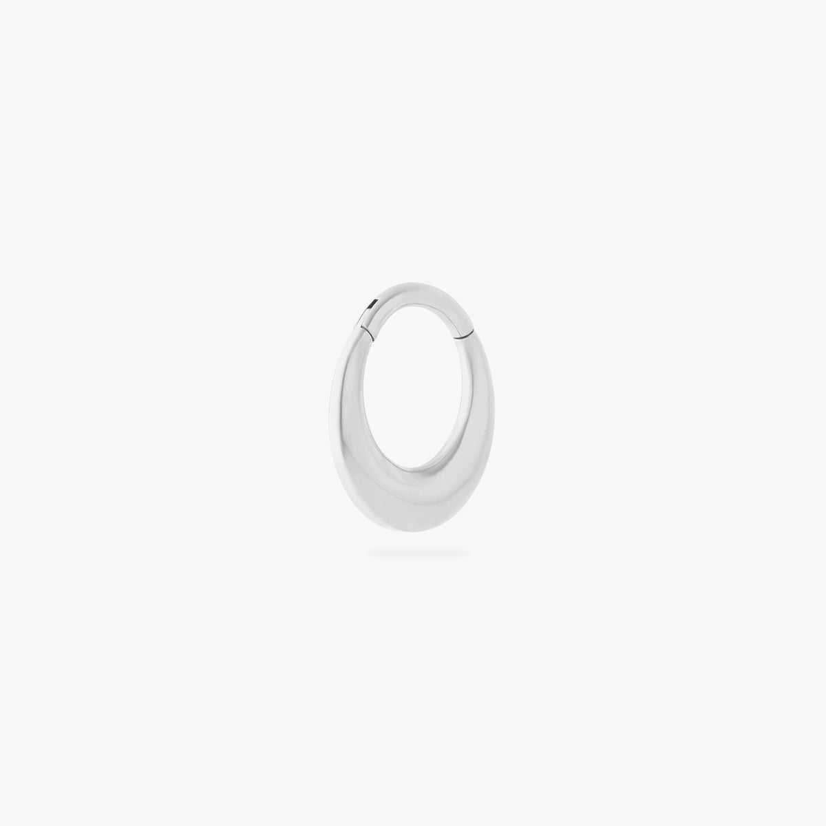 This is an image of a silver-toned titanium clicker that has an 8mm diameter and appears chunky at the bottom. 