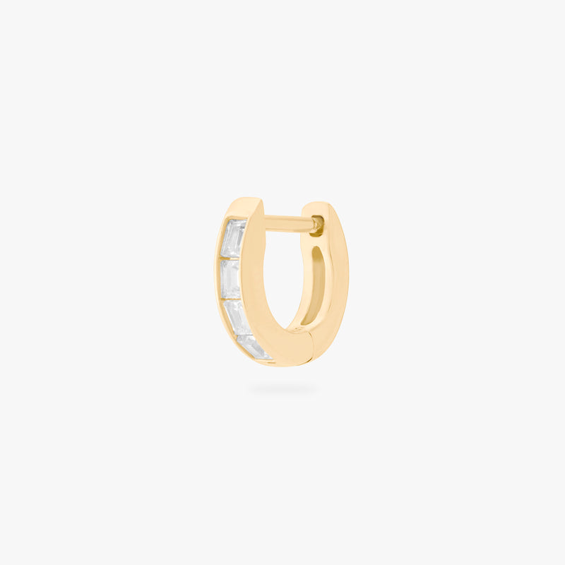 Micro Bezel Baguette Huggie