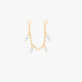Gold connector chain that can be used to connect 2 earrings with 4 small cz marquise dangles hanging from the chain
