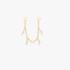 Gold connector chain that can be used to connect 2 earrings with 4 small cz marquise dangles hanging from the chain