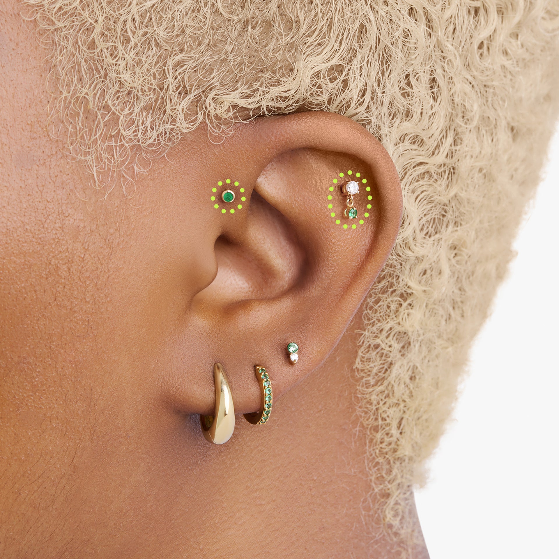 14K Green Set in Gold