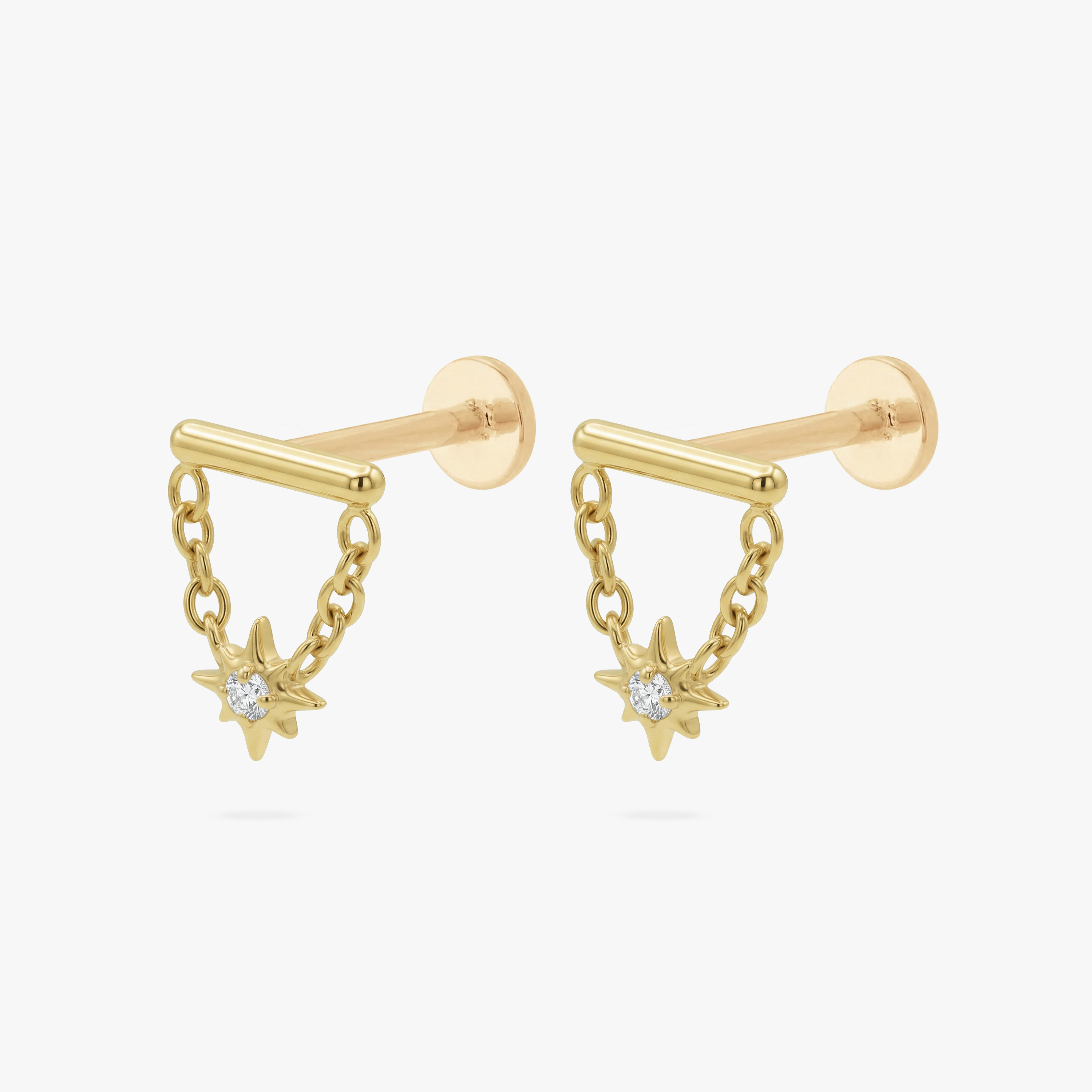 Golden Titanium Twinkle Bar Flatback Stud in Gold/Clear