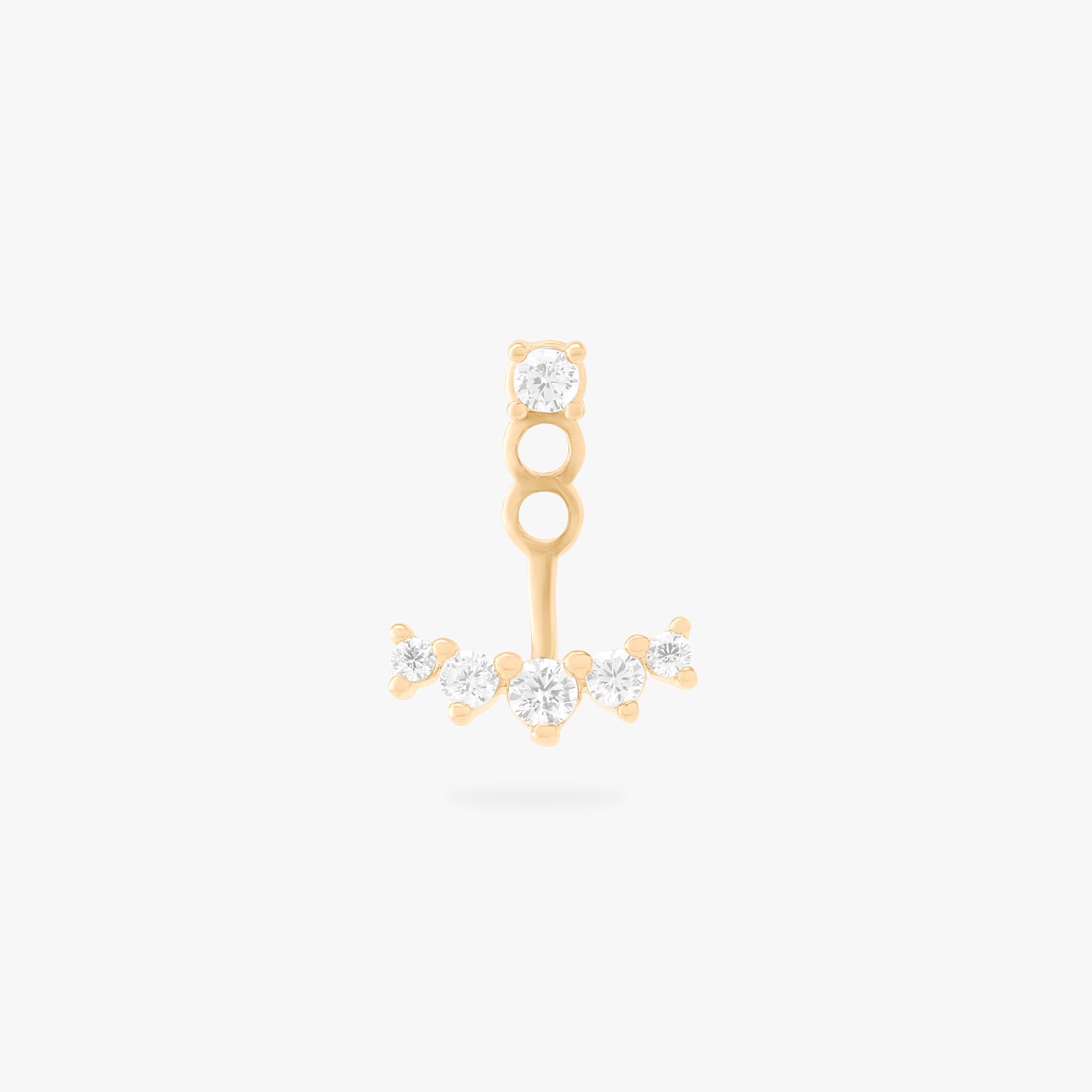 This is an image of a gold-toned jacket for a stud that is composed of CZs in the shape of a crown. color:null|gold/clear