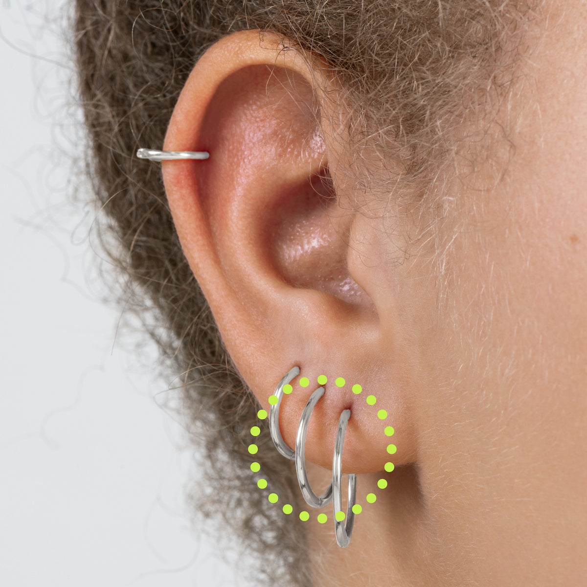 Medium sized slim simple silver hoop. color:null|silver