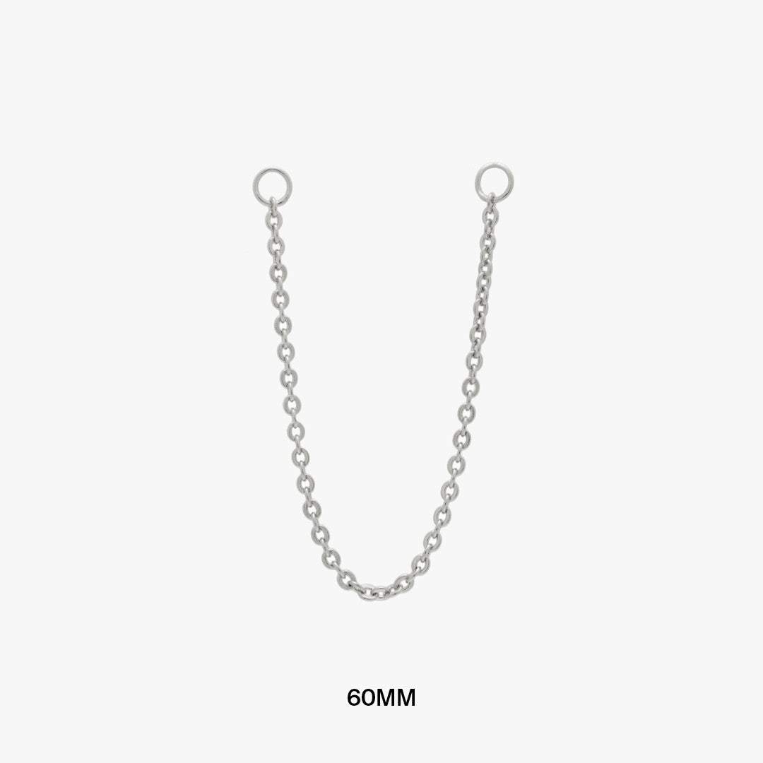 This is a thin silver chain that can be used to connect two earrings and measures 60mm color:null|60mm|60mm / silver