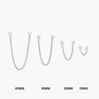 A silver connector chain color:null|15mm|45mm|30mm|60mm|15mm / silver|30mm / silver|45mm / silver|60mm / silver