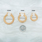 This is a medium gold hoop that measures 15mm 