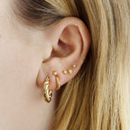 This is a small gold hoop with a twisted detail [hover] color:null|gold