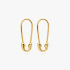 A pair of gold plated safety pin shaped earrings 