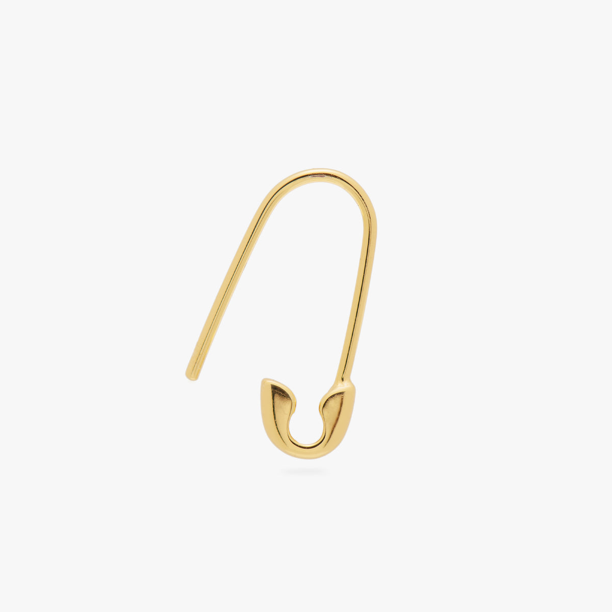 this image shows a gold plated safety pin earring opened 