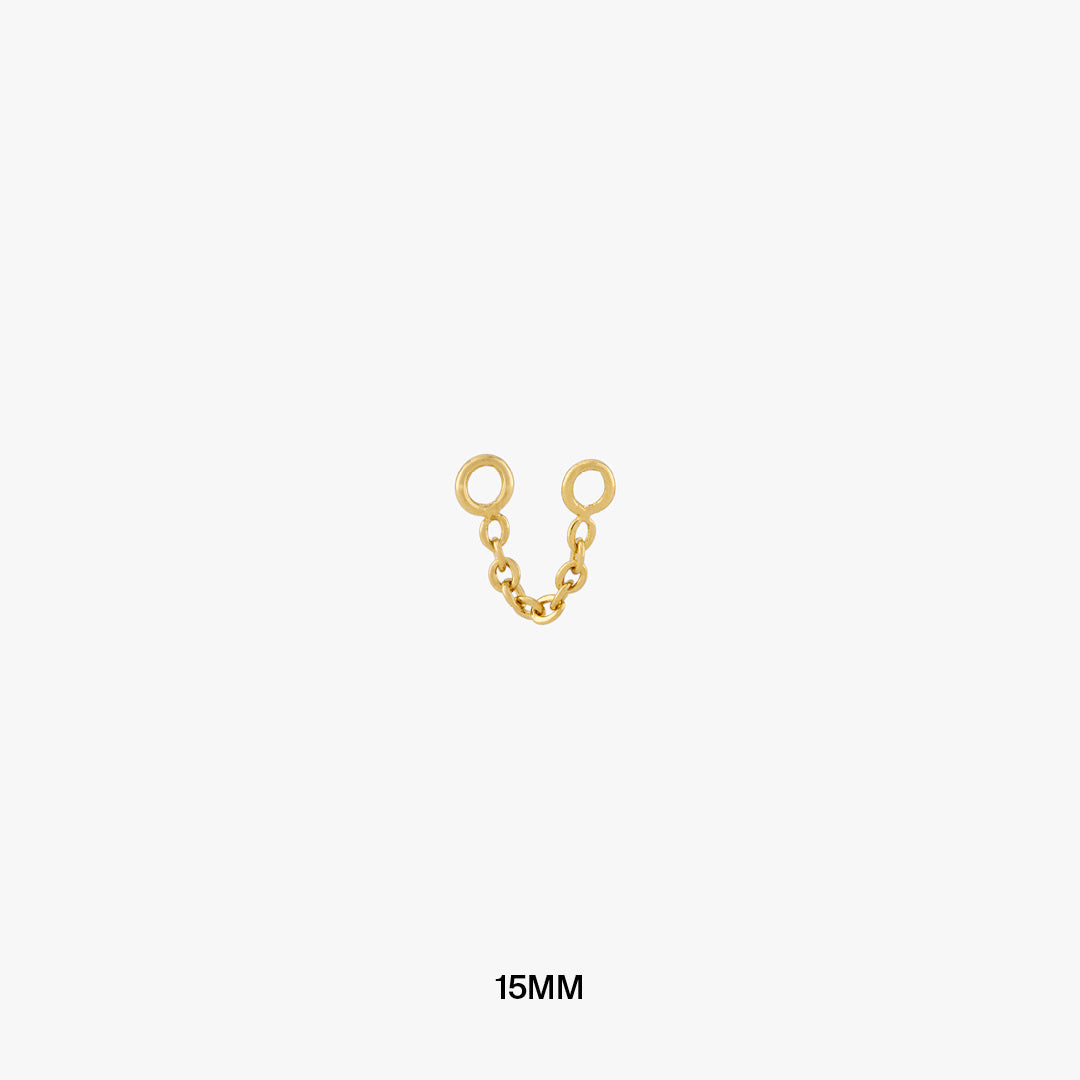This is a thin gold chain that can be used to connect two earrings and measures 15mm color:null|15mm|15mm / gold