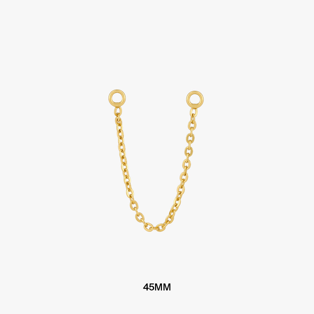 This is a thin gold chain that can be used to connect two earrings and measures 45mm color:null|45mm|45mm / gold