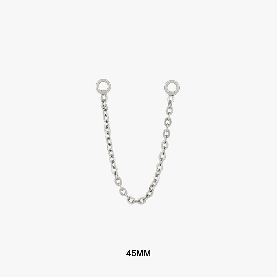 This is a thin silver chain that can be used to connect two earrings and measures 45mm color:null|45mm|45mm / silver