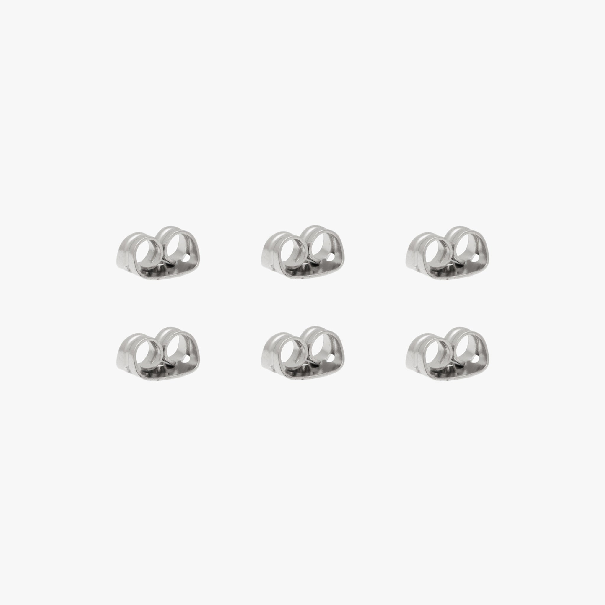 A silver pack of butterfly earring backs color:null|silver