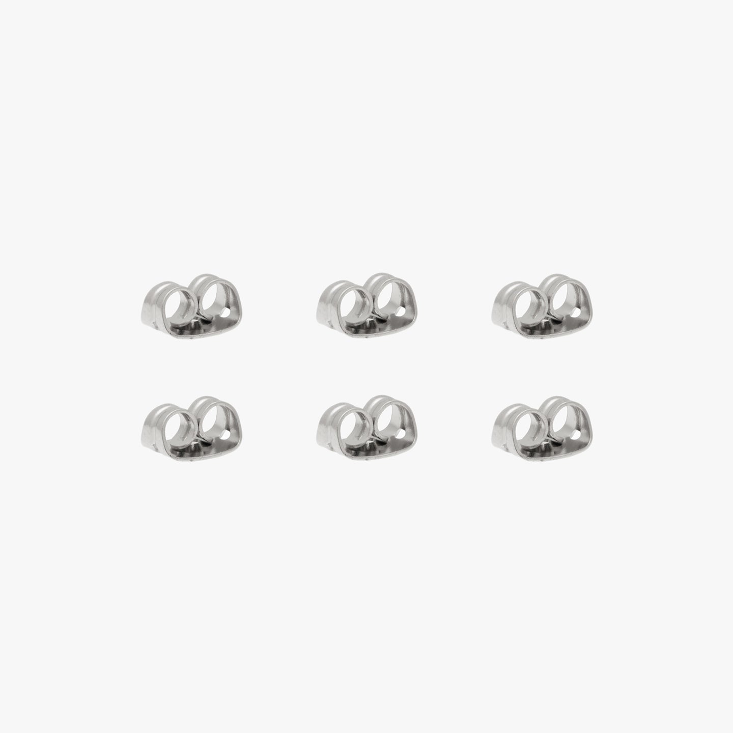 A silver pack of butterfly earring backs color:null|silver
