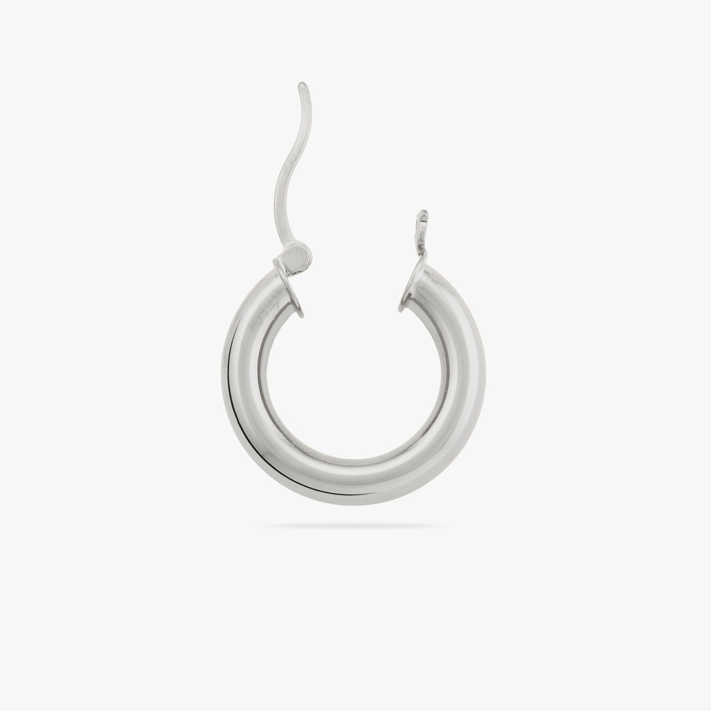 Medium chunky silver tube hoop. color:null|silver