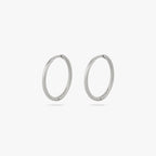 Pair of medium sized slim simple silver hoop. [pair] color:null|silver