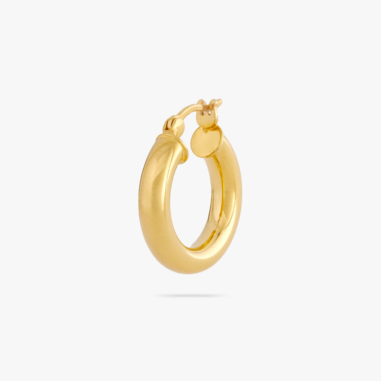 This is a small gold chunky tube hoop color:null|gold