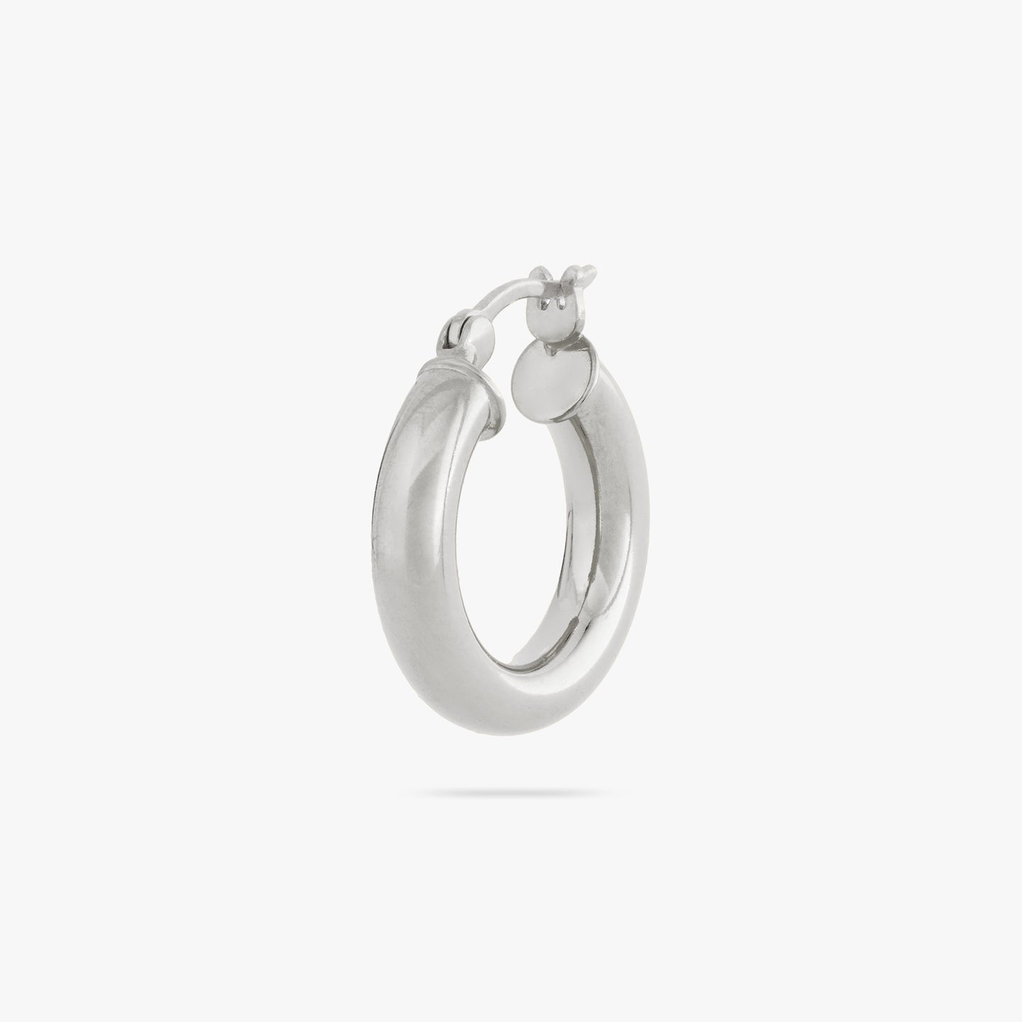 This is a small silver chunky tube hoop color:null|silver