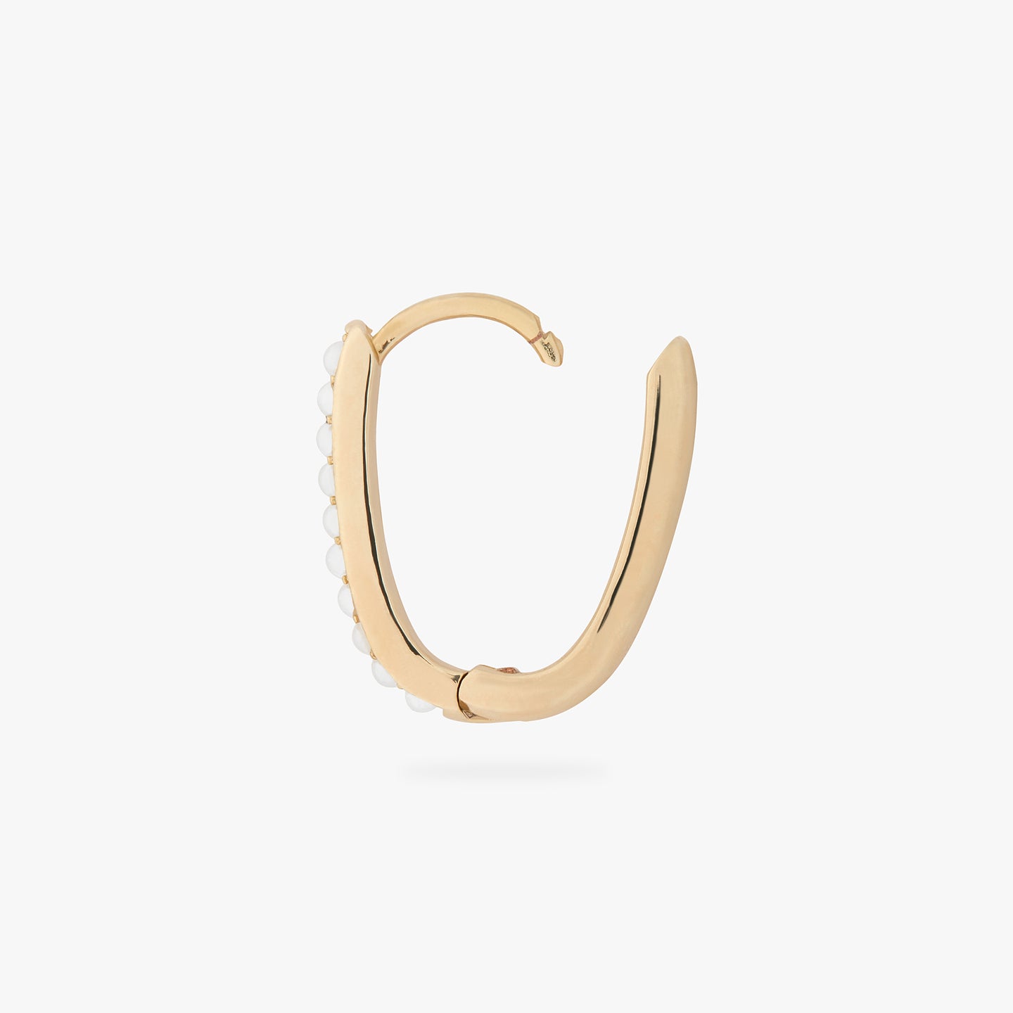 a medium oval hoop in gold with pearl settings unhinged color:null|gold