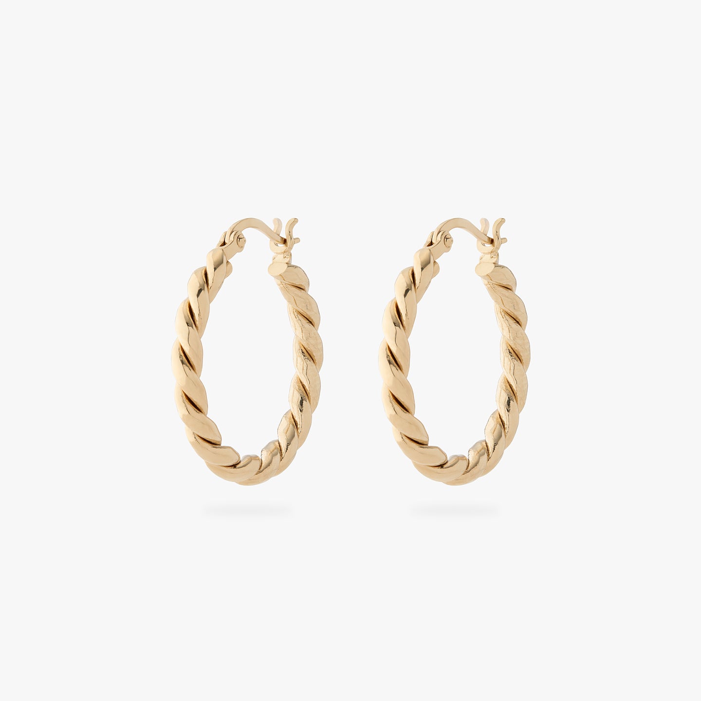 a pair of small slim gold twisted hoop earrings [pair] color:null|gold