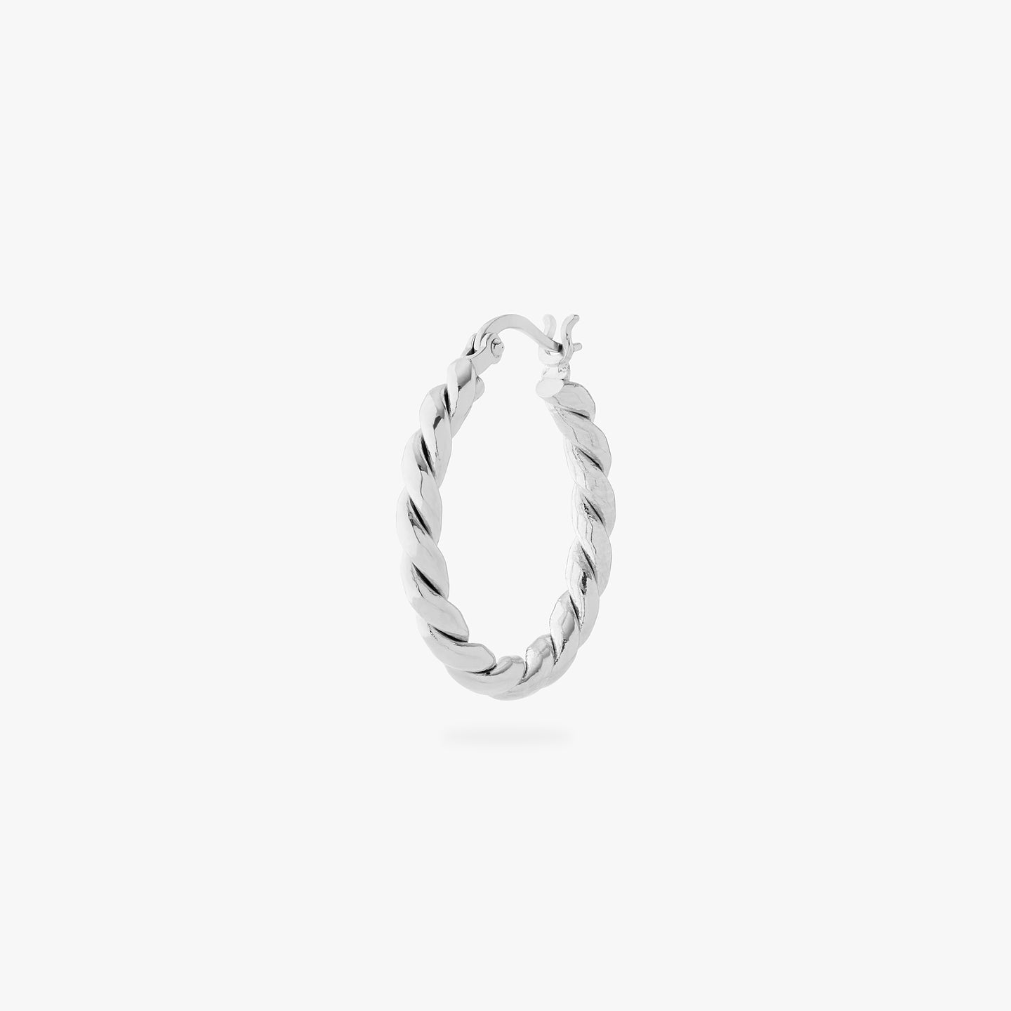 a small slim silver twisted hoop earring color:null|silver