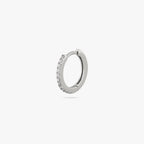 Silver huggie with clear CZs lining the front. color:null|silver/clear