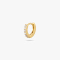 A clear/gold micro pave huggie with a 6mm inner diameter color:null|gold/clear