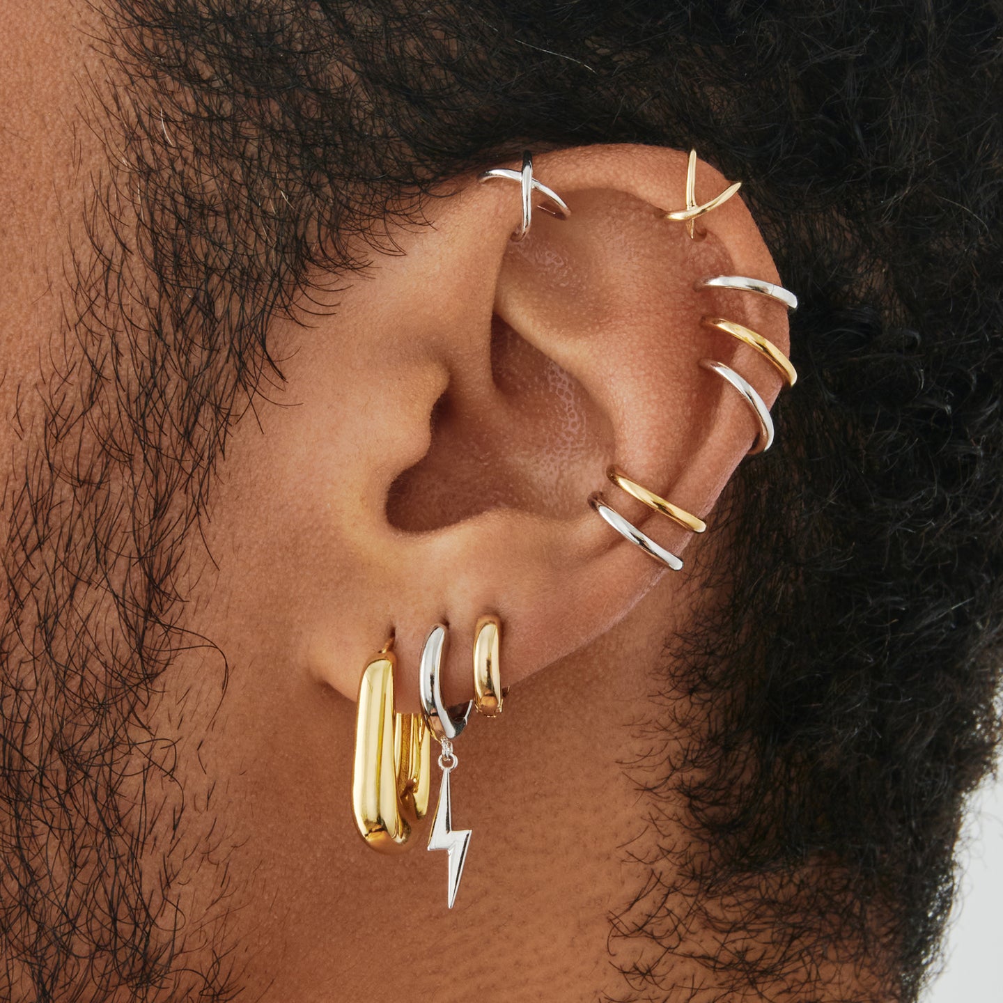 Slim gold ear cuff that requires no piercing. [hover] color:null|gold