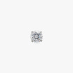 This image is a silver toned titanium flatback stud with a 4mm crystal CZ stone against a white background.