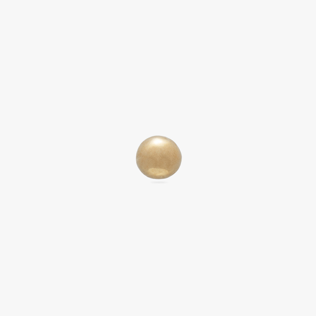 This image is a 14K gold ball-shaped flatback stud against a white background. 