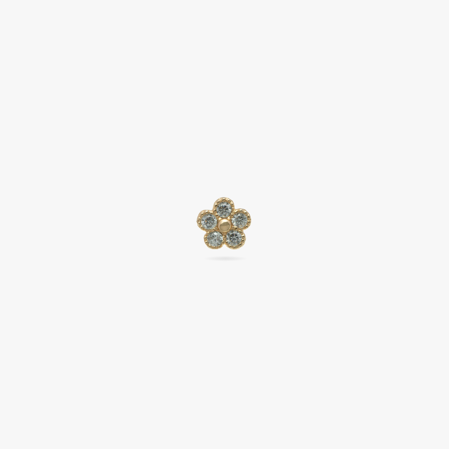 This is a 14k gold stud with CZ's in the shape of a daisy color:null|gold