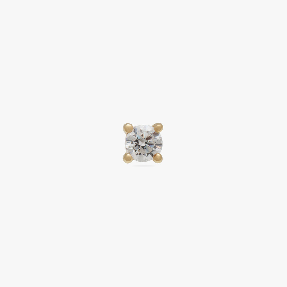 This image is a 14K gold flatback stud with a crystal mini CZ against a white background.