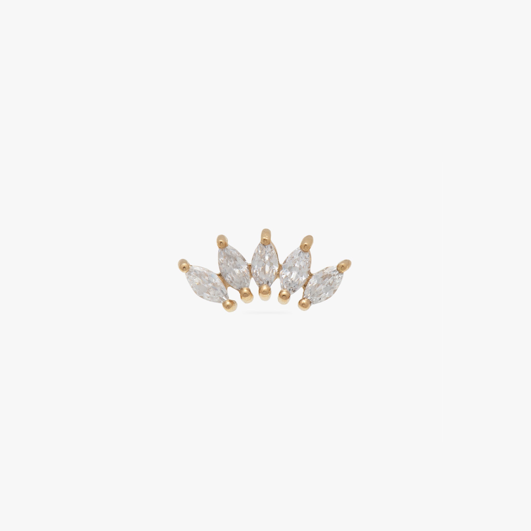 crown of 5 clear marquise stones set in 14k gold for piercing color:null|gold/clear