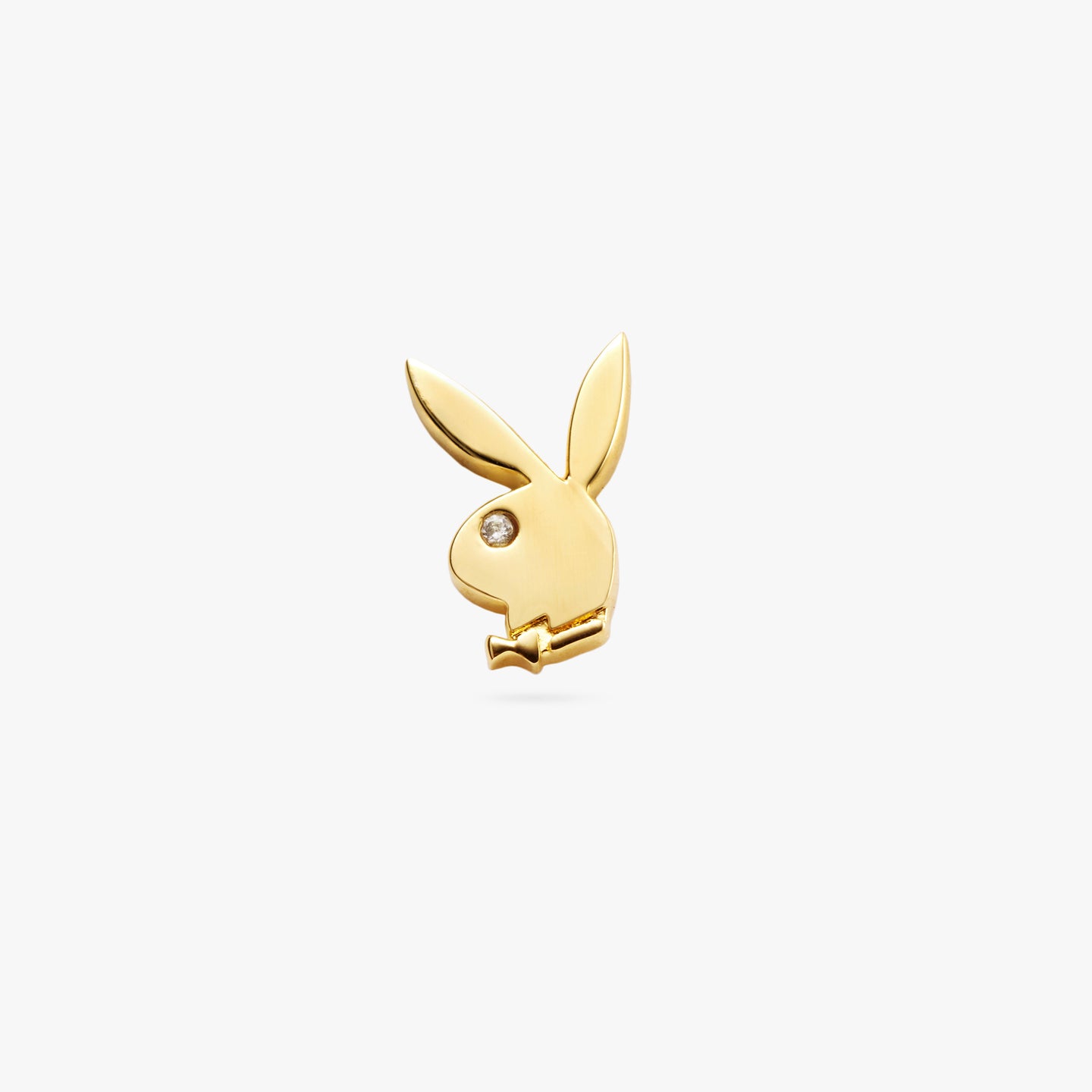 playboy bunny shaped piercing stud that is 14k gold with a cz eye color:null|gold