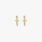 this image shows a pair of gold plated dagger studs 

