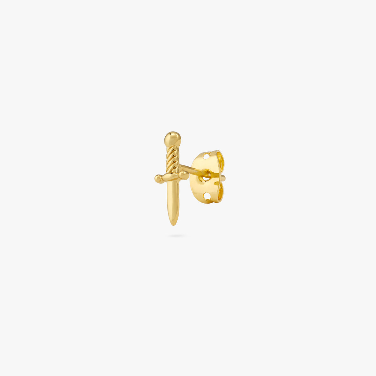 this image shows the side view of the gold plated dagger stud
