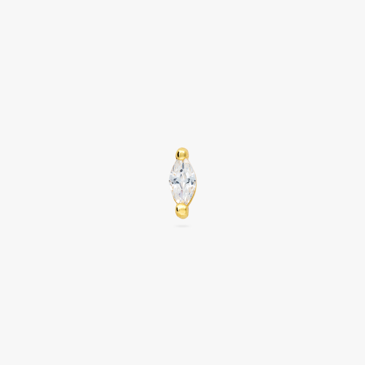 This is a marquise mini stud featuring a clear oblong shaped gem and has gold accents. color:null|gold/clear