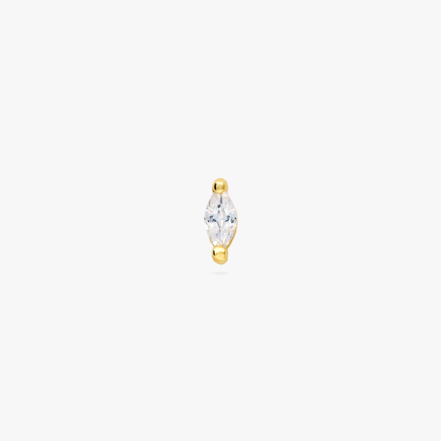 This is a marquise mini stud featuring a clear oblong shaped gem and has gold accents. color:null|gold/clear