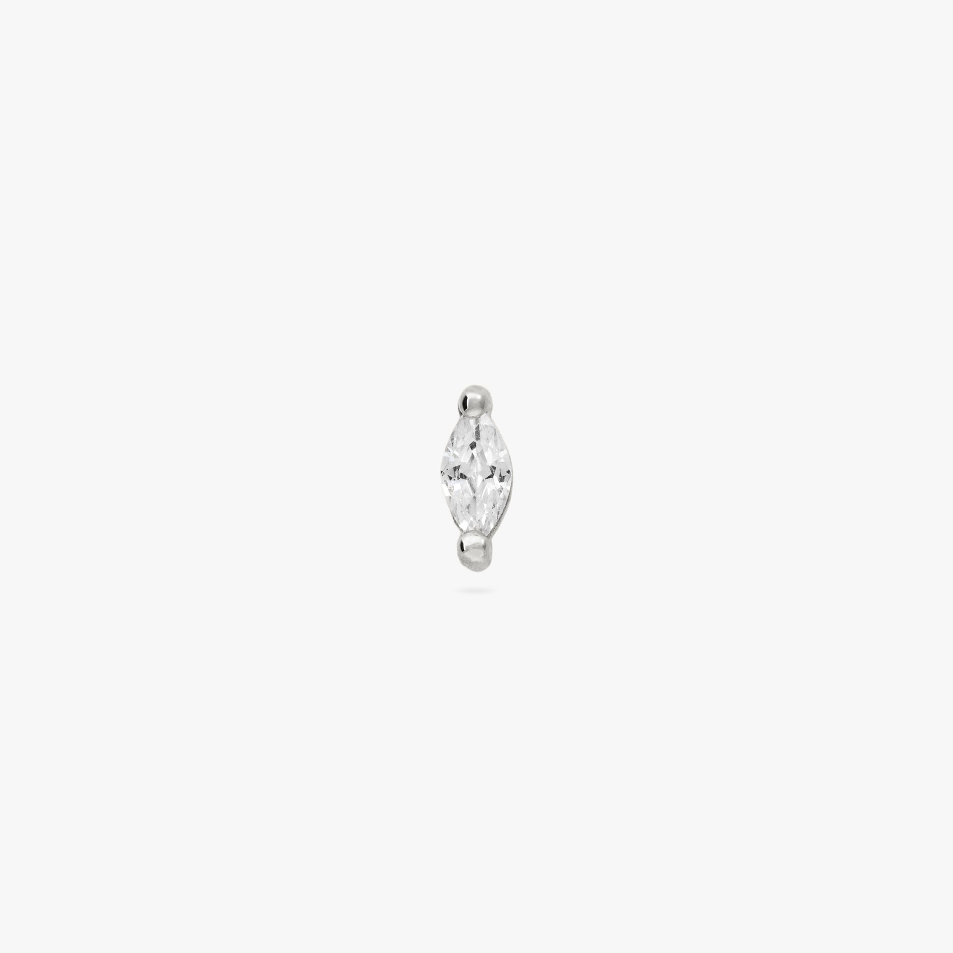 The marquise mini stud features a clear oblong shaped gem and has silver accents - Main view