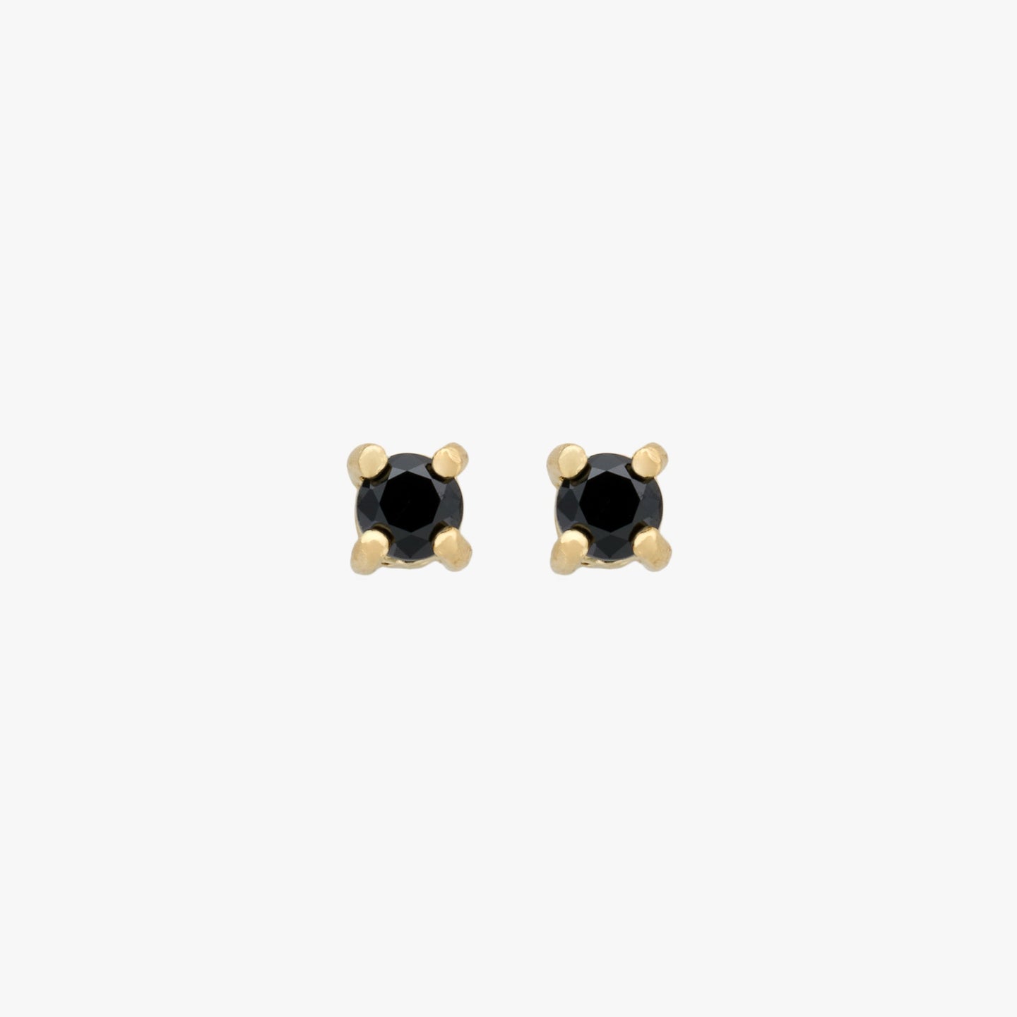 A pair of mini gold studs with black cz gems [pair] color:null|gold/black