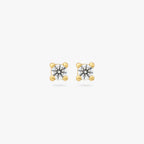 A pair of mini gold studs with clear cz gems [pair] color:null|gold/clear