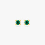 A pair of mini gold studs with a green cz gems [pair] color:null|gold/green